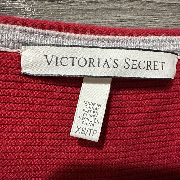 Victoria's Secret Long Sleeve Striped Cropped Sweater size XS Cotton Cashmere - Picture 4 of 6